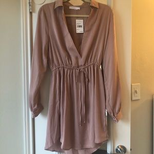 Blush Pink Long Sleeve Flowy Dress